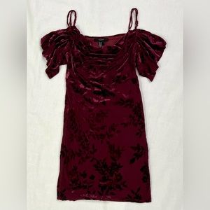 Forever 21 Maroon Velvet Off Shoulder Dress